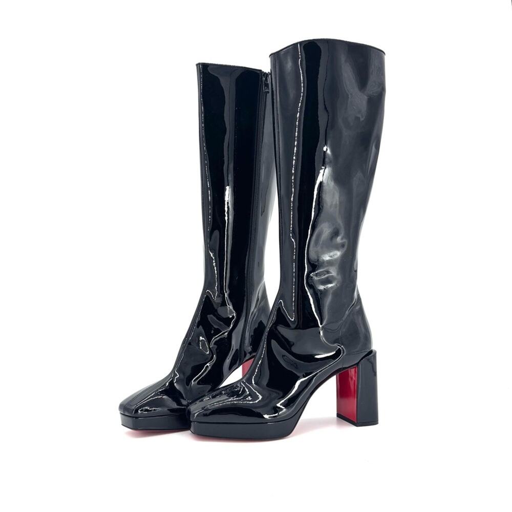 NEW Christian Louboutin Alleo 90 Patent Knee High Platform Boots 41 - Picture 1 of 9